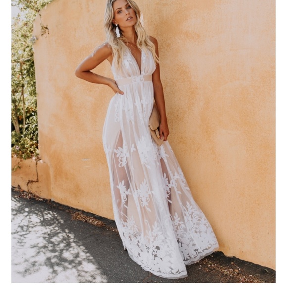 LONGINA White Lace Maxi Dress - Picture 3 of 8